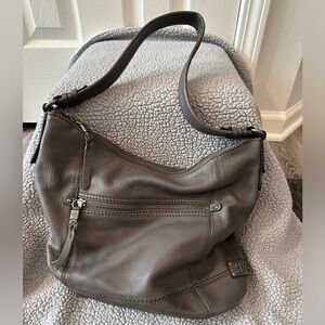 The Sak Grey Leather Slouch Hobo